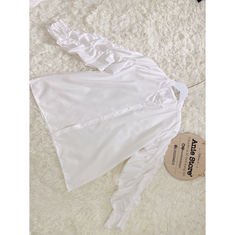 [Mã 11FASHIONSALE1 giảm 10K đơn 50K] Áo Sơ Mi Nữ Trắng Cổ Tàu 🦋FREESHIP🦋 Áo Sơmi Dài Tay Nhúm | BigBuy360 - bigbuy360.vn