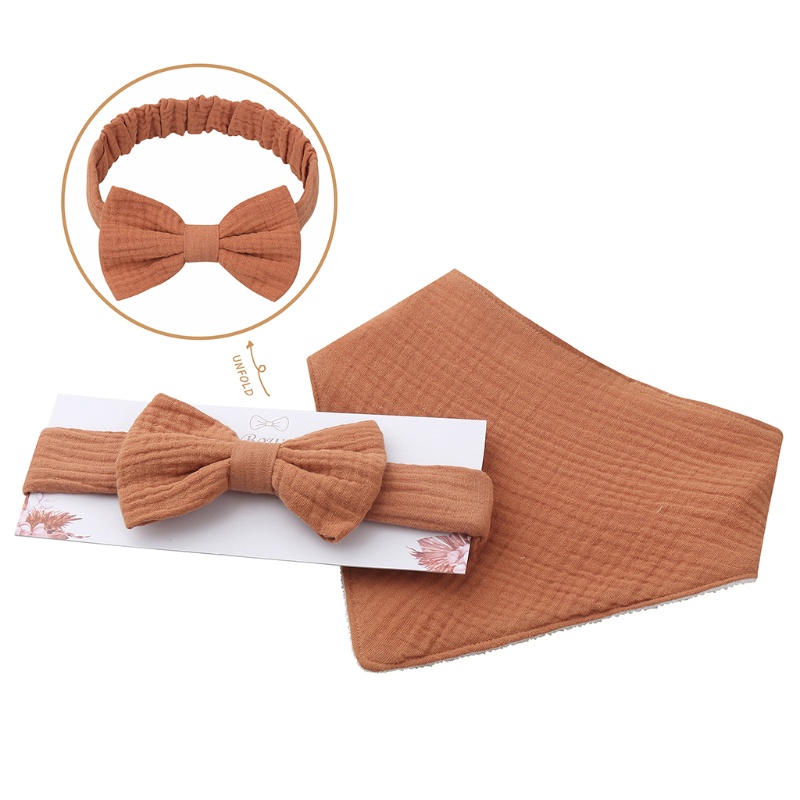 Set 2 Yếm Ăn Họa Tiết Tam Giác Thắt Nơ Cho Bé Gái
