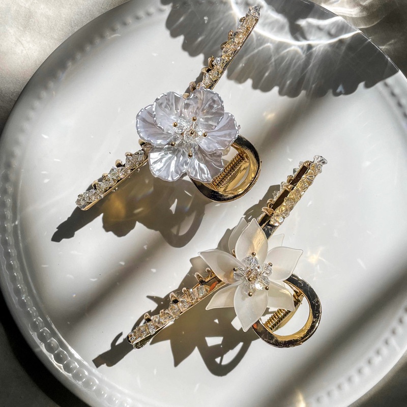 Kẹp Tóc Kim Loại Hình Hoa Và Cá Mập Đơn Giản Phong Cách Hàn Quốc