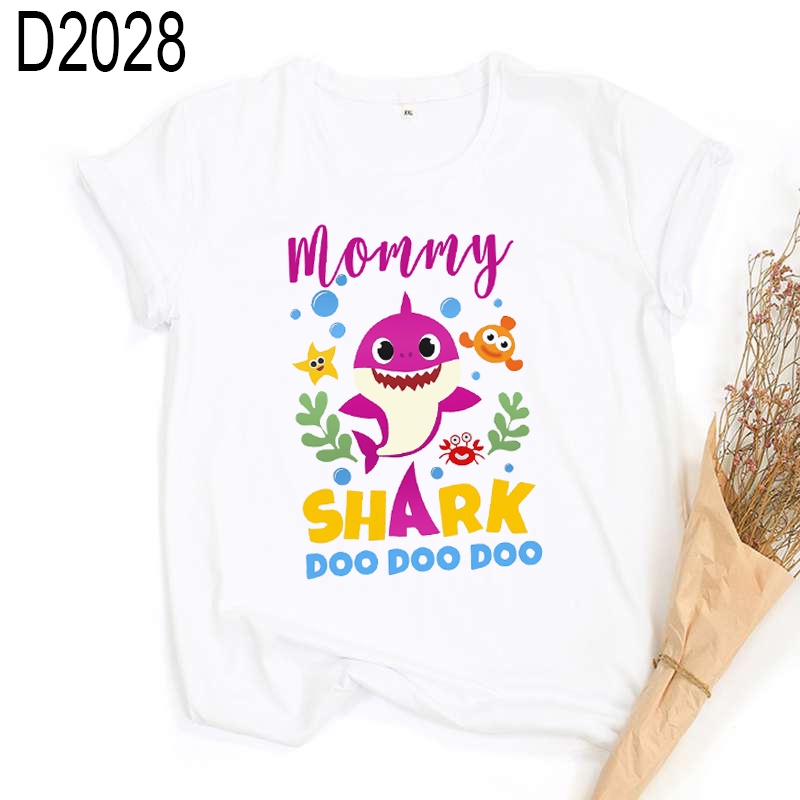 Áo Thun In Hình Cá Mập Hoạt Hình Cho Gia Đình