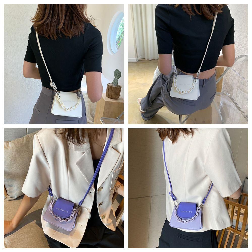 ♫DAPHNE♫ New Shoulder Bag Small Messenger Bag Handbag Youth Ladies Mini Fashion Contrast Color Ladies Acrylic Chain/Multicolor