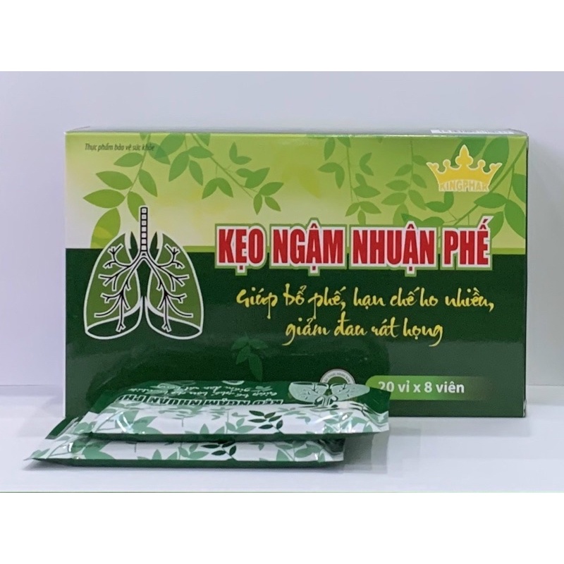KẸO NGẬM NHUẬN PHẾ Kingphar - Vỉ 8 viên -Giúp Bổ Phế Tiêu Đờm, Làm Ấm Đường Hô Hấp
