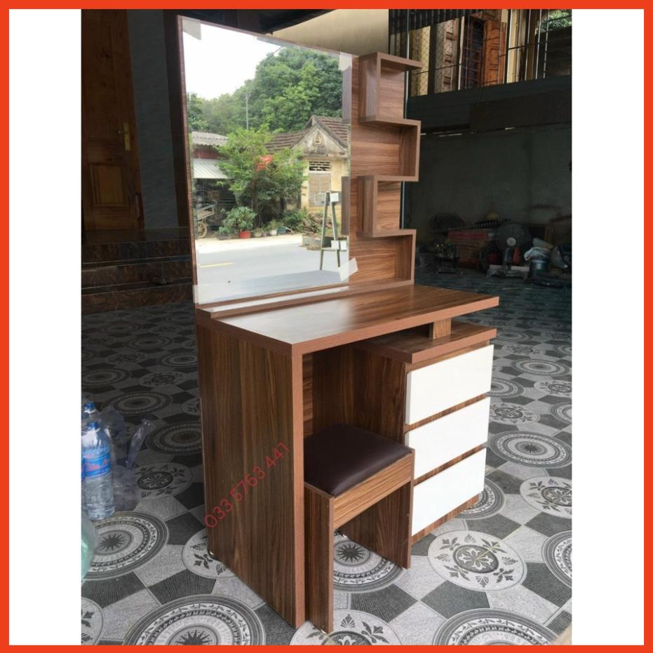 Bàn trang điểm kèm ghế kích thước rộng 80cm gỗ MDF phủ Melamine 3 ngăn kéo tặng kèm ghế