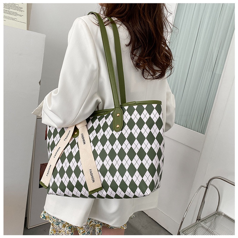 Túi Đeo Vai NB00253 Sức Chứa Lớn Họa Tiết Hình Thoi Đơn Giản