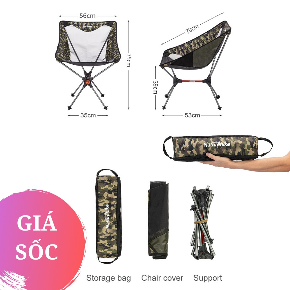 [CHÍNH HÃNG] Ghế Dã Ngoại Câu Cá Du Lịch Picnic Gấp Gọn Cầm tay Siêu Nhẹ NatureHike NH19JJ005