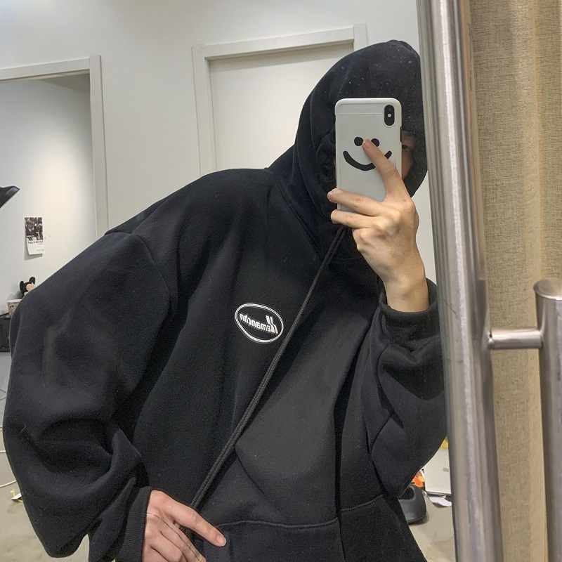 Áo hoodie tay dài dáng rộng kiểu Hàn Quốc phong cách xuân thu năng động dành cho nam 2021