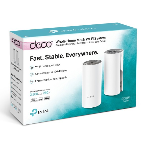 Bộ Phát Wifi Mesh TP-Link Deco E4 (2-pack) Băng Tần Kép MU-MIMO AC1200 - Hàng Chính Hãng