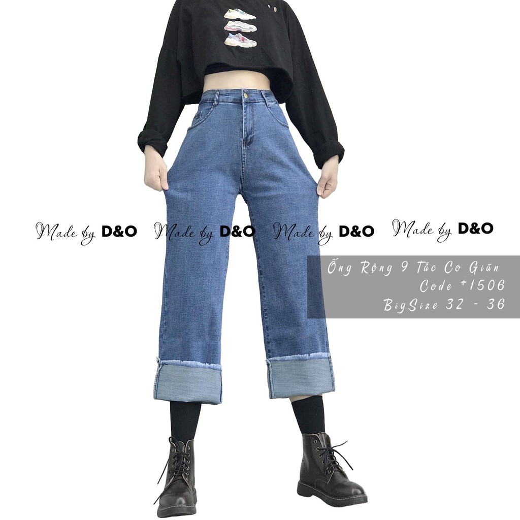 Quần jean ống rộng 9 tất bigsize lưng cao Ulzzang - Quần bò cullotes 9 tất ngoại cở lưng cao QJ005