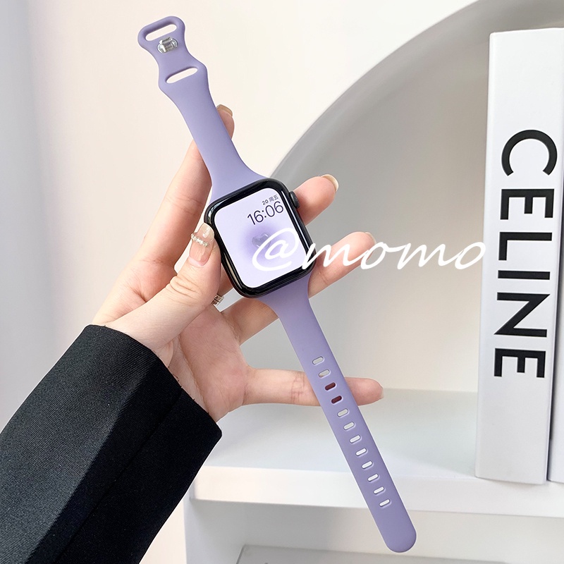 Dây Đeo Bằng Silicone Mềm Mỏng Cho Đồng Hồ Thông Minh Apple Watch Seri 7 6 5 4 3 2 45mm 41mm 44mm 38mm 42mm