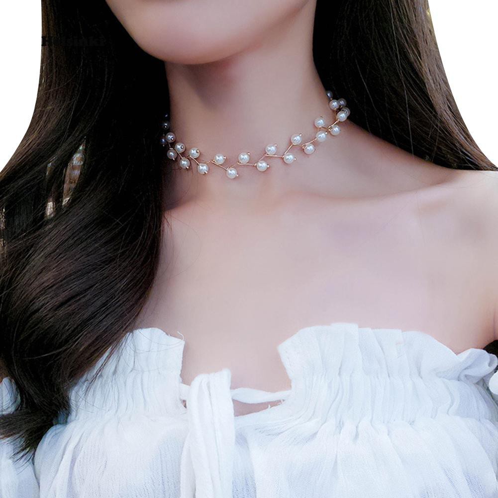 Dây chuyền choker hạt ngọc trai giả sang trọng