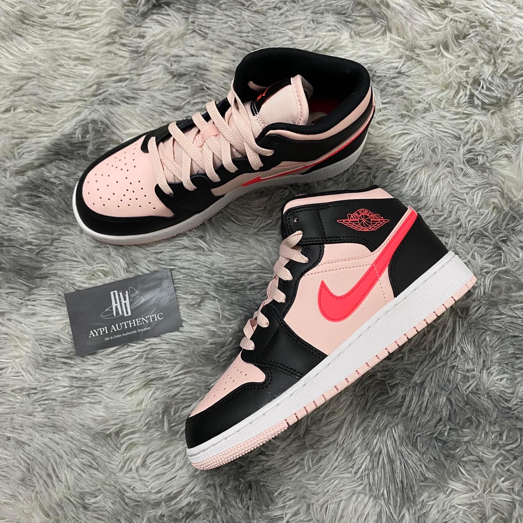 Giày thể thao NIKE AIR JORDAN 1 MID PINK CRIMSONT (GS) 🏇
