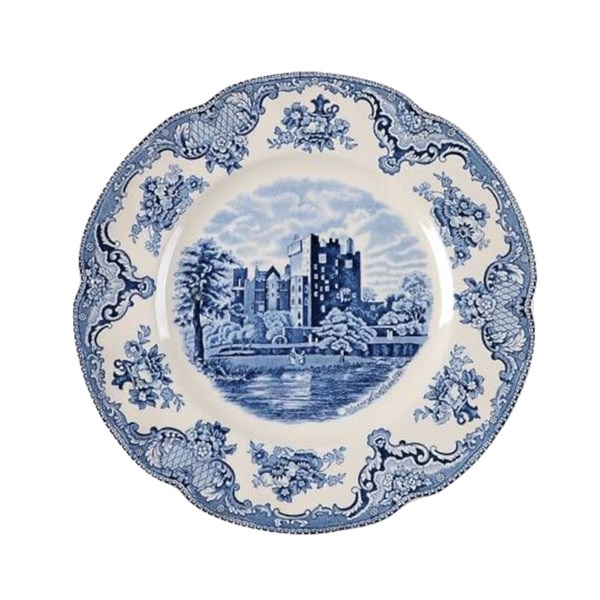Đĩa gốm sứ men lam cao cấp Johnson Brothers Old Britain Castle, 10,5 inch