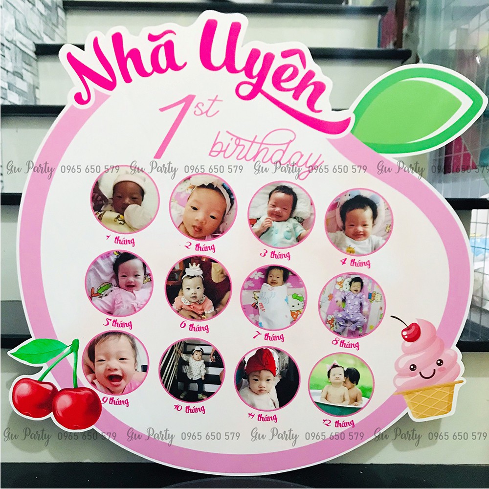 Bảng 12 Tháng Thôi Nôi Cho Bé 40x60cm