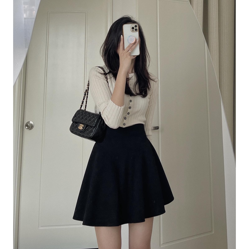 (Ảnh thật) Áo len tăm cardigan cúc nhỏ Audrey 6329