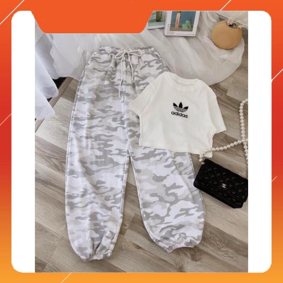 Set thể thao kẻ sọc quần loangdw🍁Bộ sporty quần bom áo thun da.s mùa hè SIÊU HOT🍁 ư