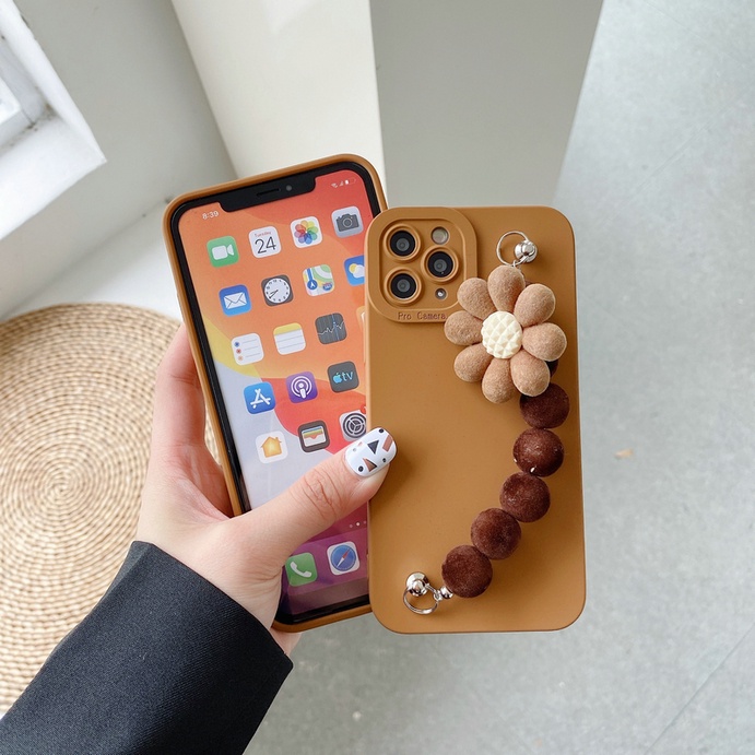 Huawei Nova 7 SE Mate 30 P40 P30 Y9S Xiaomi Mi 11 10T Lite Pro Redmi note 9T 10 5G Silicon Soft Case with Bear Flower Chain Cover