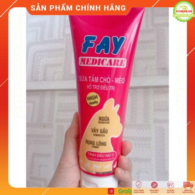 Sữa tắm Fay MEDICARE 285ml  FREESHIP  cho chó mèo chứa tinh dầu mù u trị ngứa vảy gầu nấm da ghẻ xà mâu rụng lông