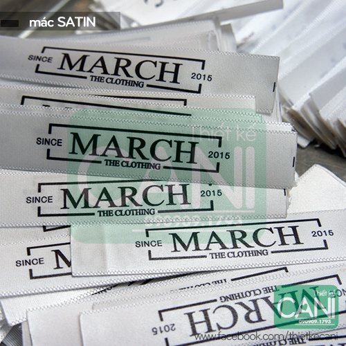 Mác vải Satin lụa In theo yêu cầu  Nhãn mác quần áo