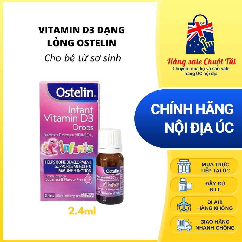 Vitamin D3 dạng lỏng Ostelin Kids Liquid 20ml - Nội địa Úc