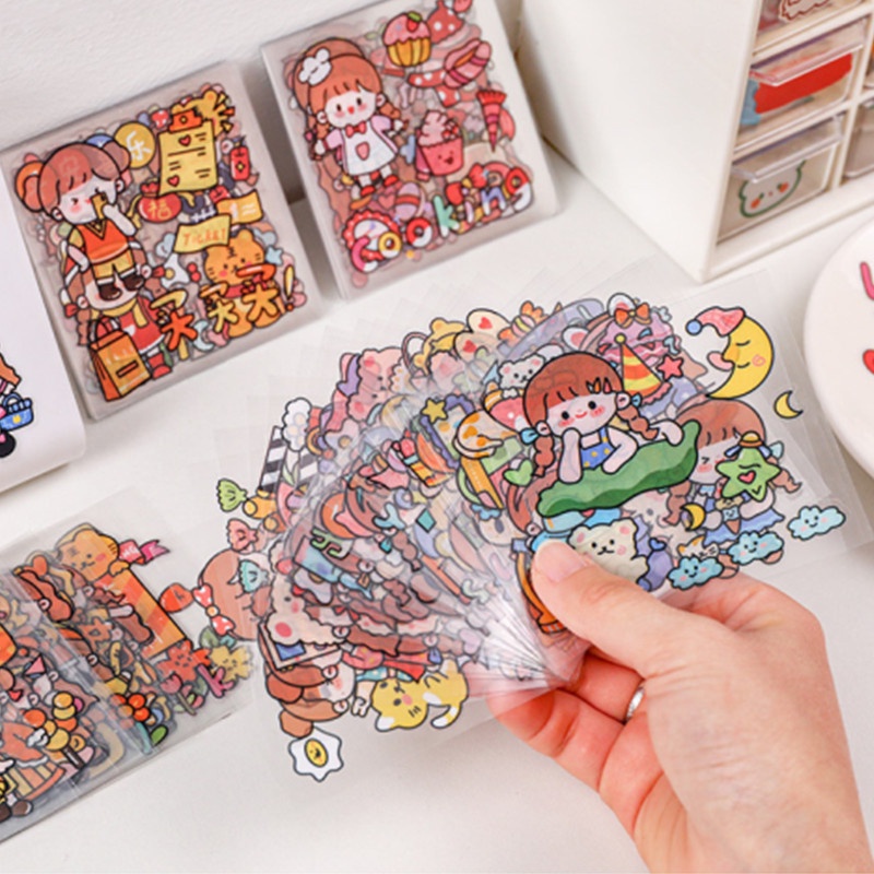 Miếng dán hoạt hình đáng yêu tiện dụng - Sticker trang trí bình nước, vali, hộp cơm tấm 8x8cm