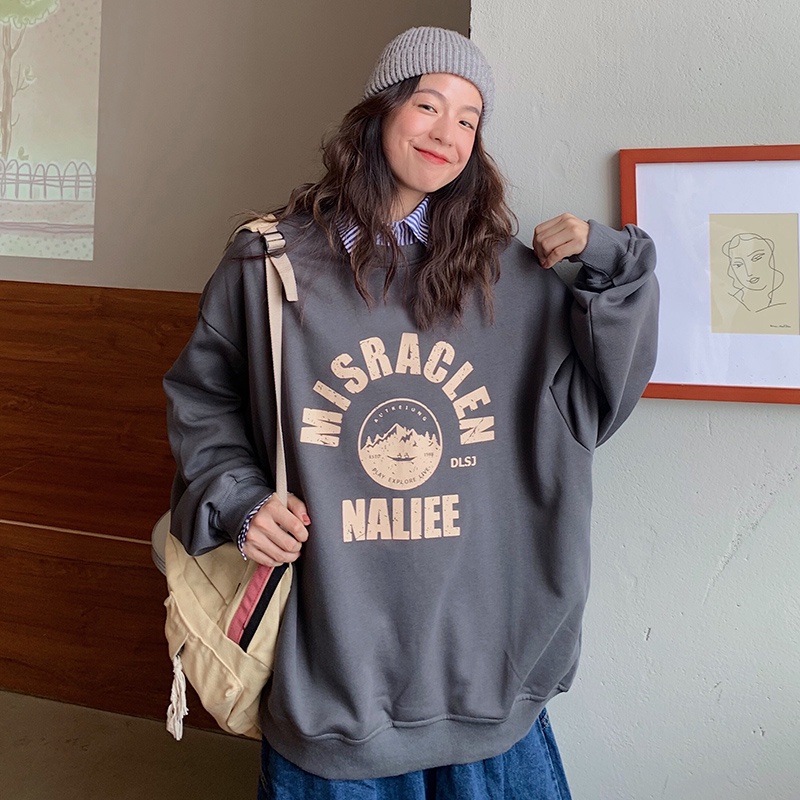 Áo Sweater Tay Dài VATI Dáng RộngÁo Thun In Chữ Phong Cách Hàn Quốc Dễ Thương Cho Nữ