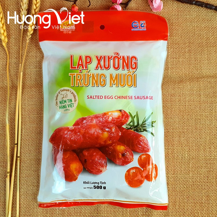 Lạp xưởng trứng muối Tân Huê Viên, lạp xưởng Sóc Trăng Mai Quế Lộ gia truyền đậm đà vị cay nhẹ túi 500g | BigBuy360 - bigbuy360.vn