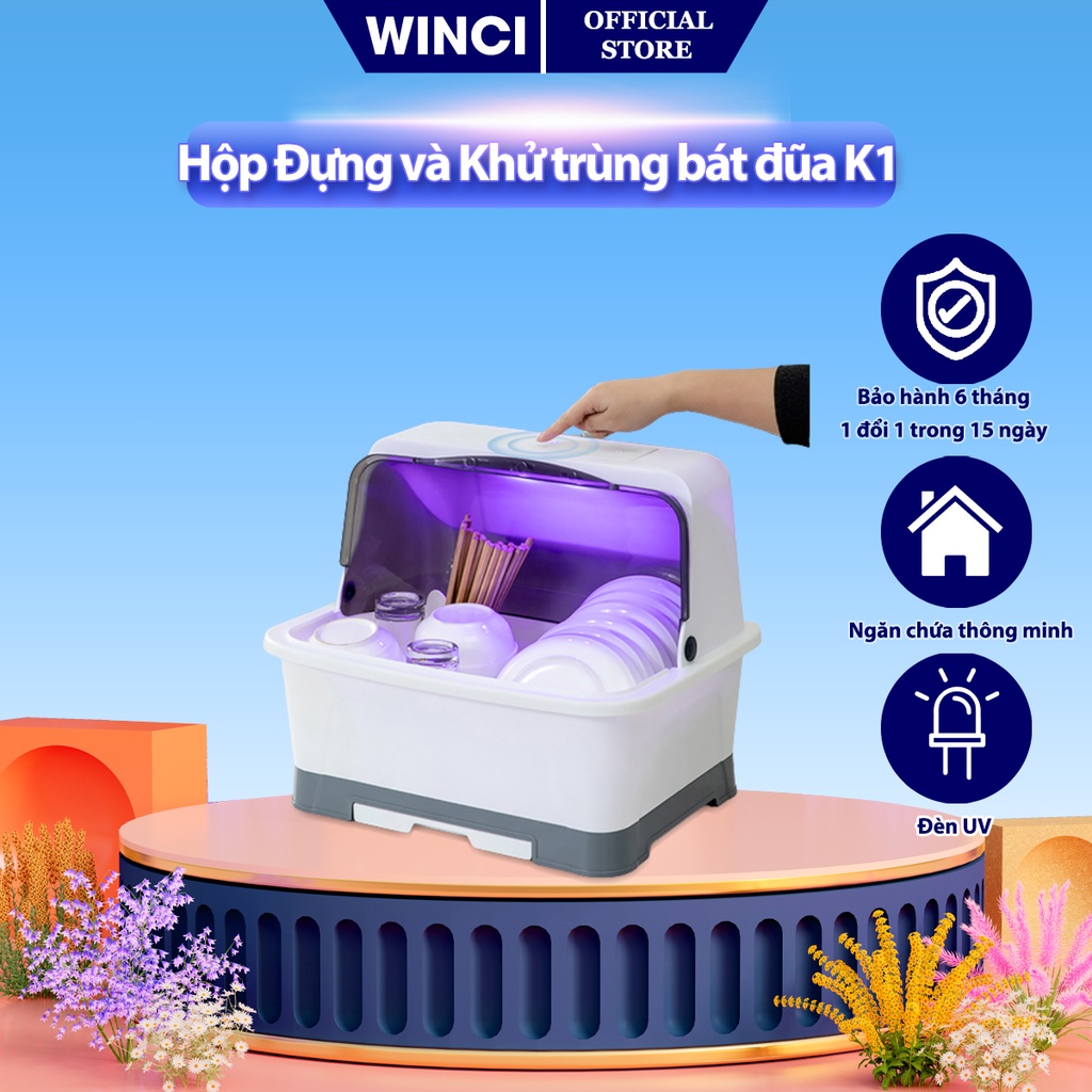 Hộp đựng và Khử Trùng bát đĩa, Dao thớt, bình sữa bằng tia UV Chính hãng Winci WinK1.