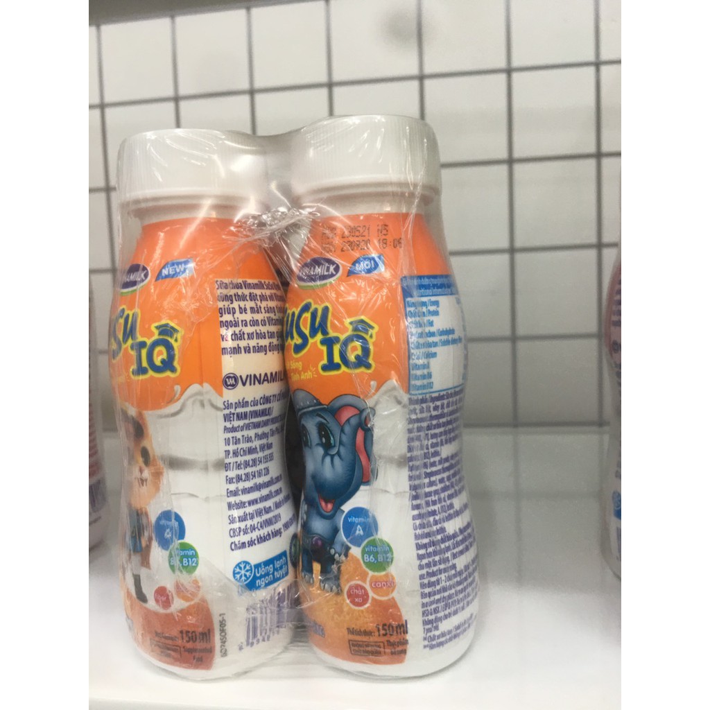 SỮA CHUA UỐNG SUSU IQ HƯƠNG CAM - LỐC 4 CHAI X 150ML