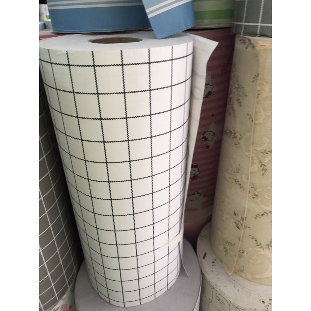 DECAL 1M PVC giấy dán tường khổ 45cm (có sẵn keo dán) – VUÔNG NHỎ TRẮNG KẺ ĐEN DT114 | BigBuy360 - bigbuy360.vn