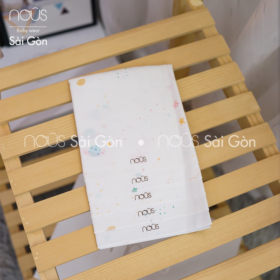 Khăn sữa xô Nous siêu mềm và thấm hút tốt - Nhiều họa tiết - Set 5 Chiếc, Kích Thước 30Cmx30Cm