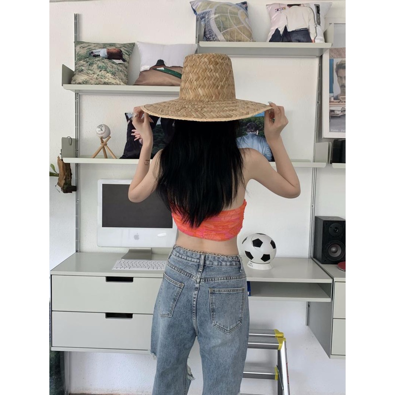 Jiashucheng Quần Jean Dài Rách Gối Phong Cách Retro Cá Tính Dành Cho Nữ