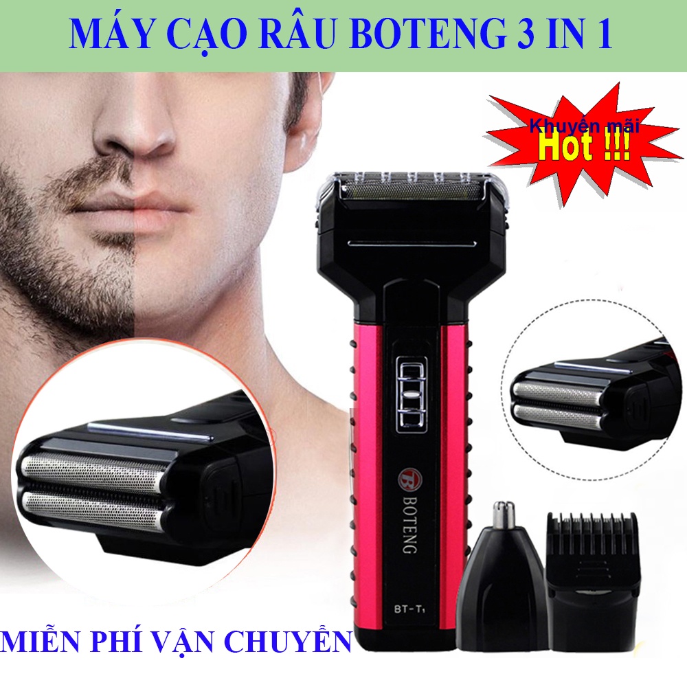 Máy Cạo Râu, Cắt Tóc, Tỉa Lông Mũi- Sản Phẩm Thông Minh Boteng Trọn Bộ 3 Trong 1 Lưỡi dao an toàn.