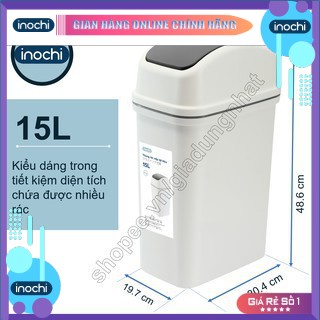 Thùng Rác Nhựa Nắp Lật Inochi 15 Lít Rất Đẹp Làm Sọt Rác Văn Phòng, Khách Sạn, Đựng Rác Gia Đình, Để Bàn Trong Nhà