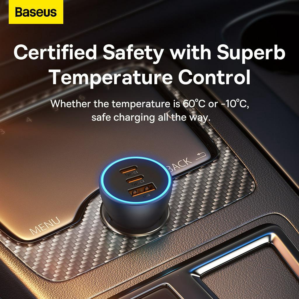 Tẩu Sạc Nhanh Đa Năng Trên Ô Tô 65W Baseus Golden Contactor Pro Triple Fast Charger