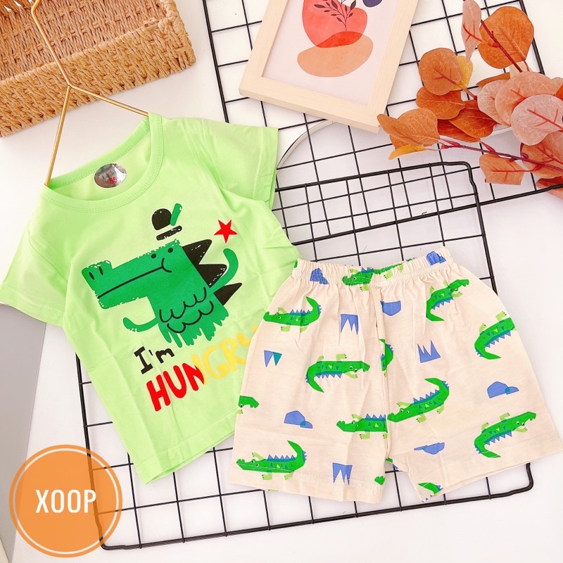 Chọn Mẫu (8-16kg) Bảng 1 Bộ cộc tay cotton xuất hàn Quảng Châu cho bé trai bé gái -bảng nhí BC83