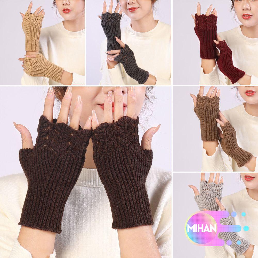 Găng tay hở ngón mềm mại màu kẹo thời trang cho nữ