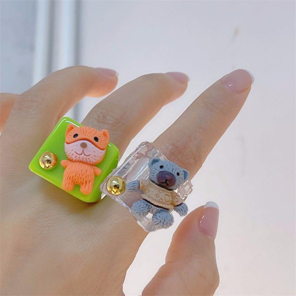Nhẫn Resin Phong Cách Mới Năm 2021|Chuỗi Hạt Kim Loại Nhiều Màu Sắc|Phụ Kiện Thời Trang Dễ Thương Bắt Mắt