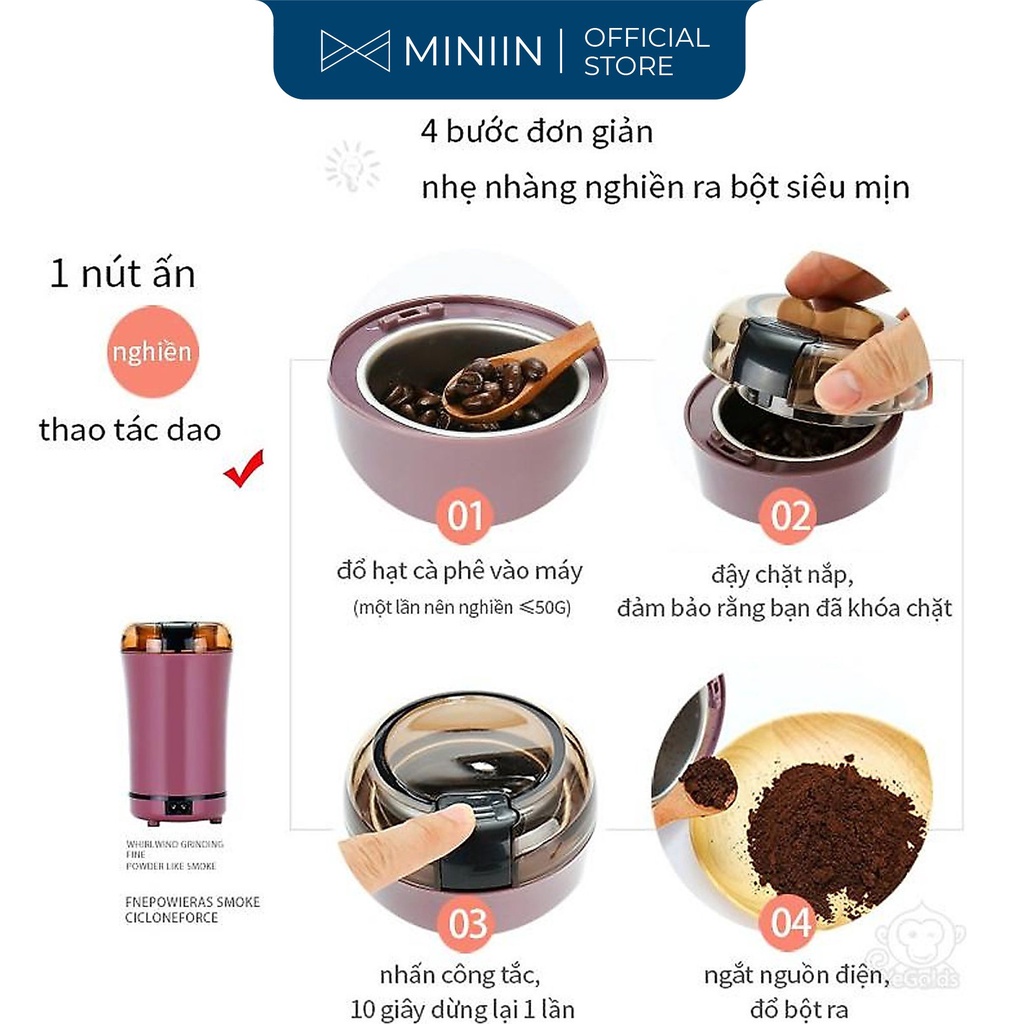 Máy nghiền hạt đa năng mini siêu tốc - Máy xay bột siêu mịn - Xay Ngũ Cốc, Cafe, Các hạt gia vị