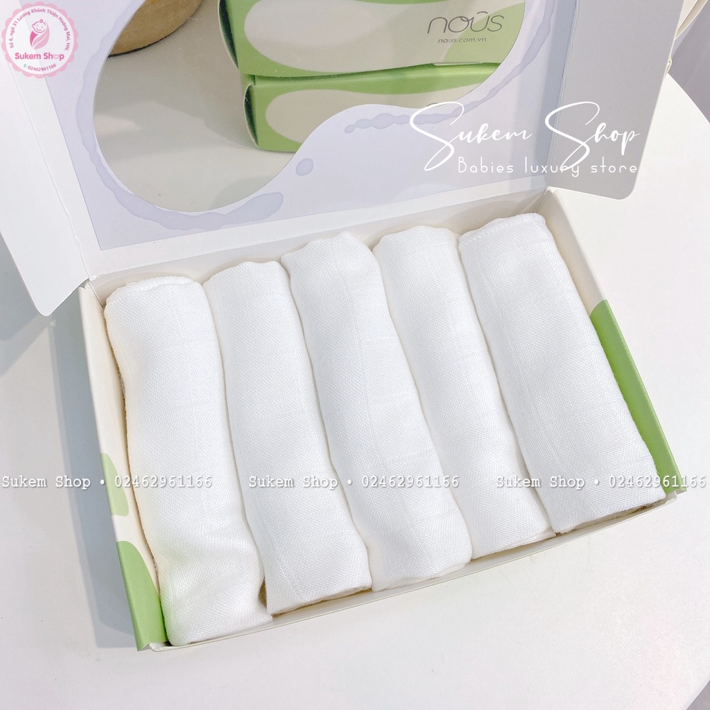 [Nous]Khăn Sữa Sợi Tre/ Set 5 Khăn Sữa Bamboo Sợi tre Mềm Mại Không Bám Bụi Vải Chính Hãng Nous Mẫu Mới