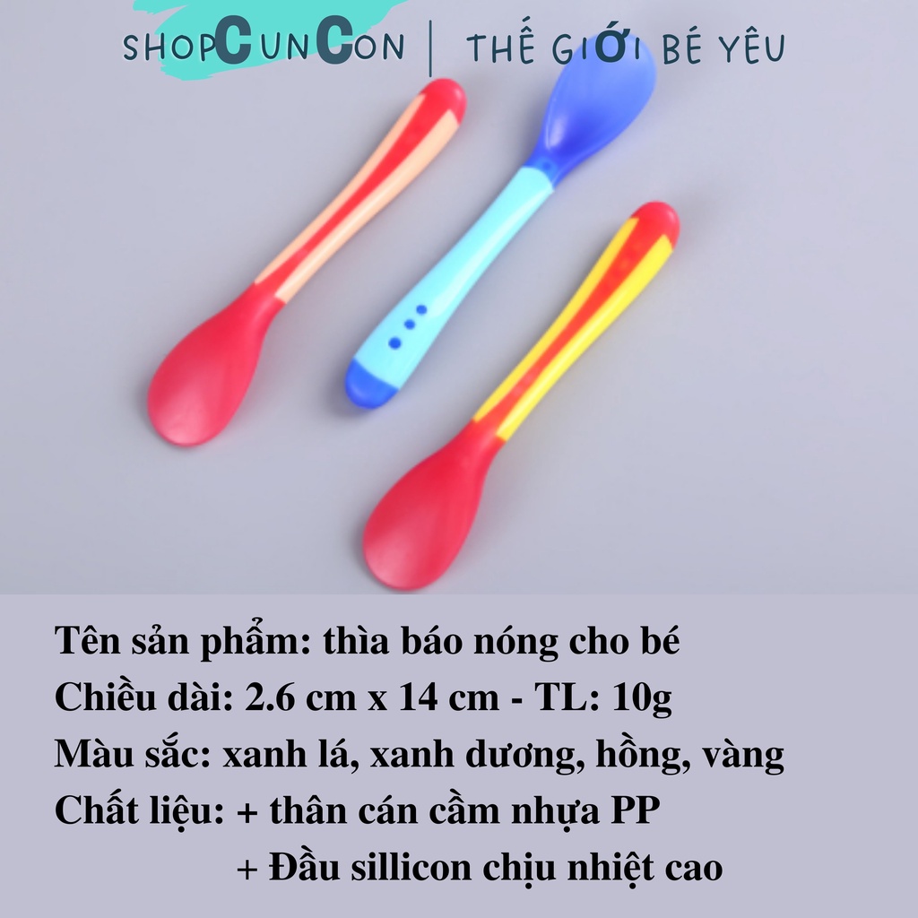 Thìa báo nóng cảm ứng sillicon cho bé ăn dặm từ 5 tháng, muỗng báo nhiệt cho bé