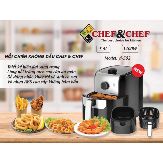 Nồi chiên không dầu Chef &amp; Chef YJ-502 5,5 Lít