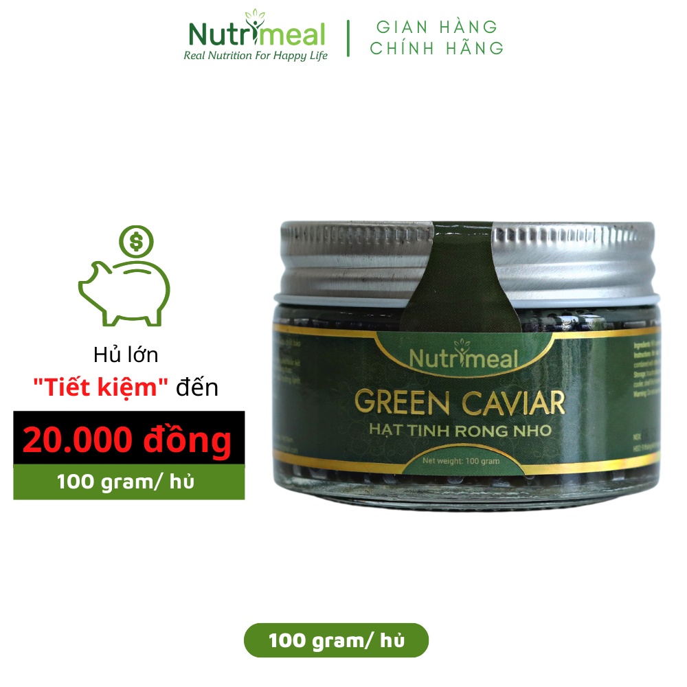 Hạt Tinh Rong Nho Nutrimeal Hủ Thuỷ Tinh 45gr/ 100gr (Ăn Trực Tiếp, Chay Mặn Đều Dùng Được)