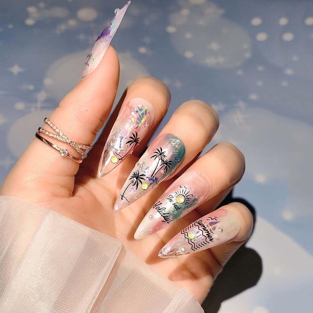 Miếng Dán Trang Trí Móng Tay 3D Tự Dính Họa Tiết Hoạt Hình Dễ Thương