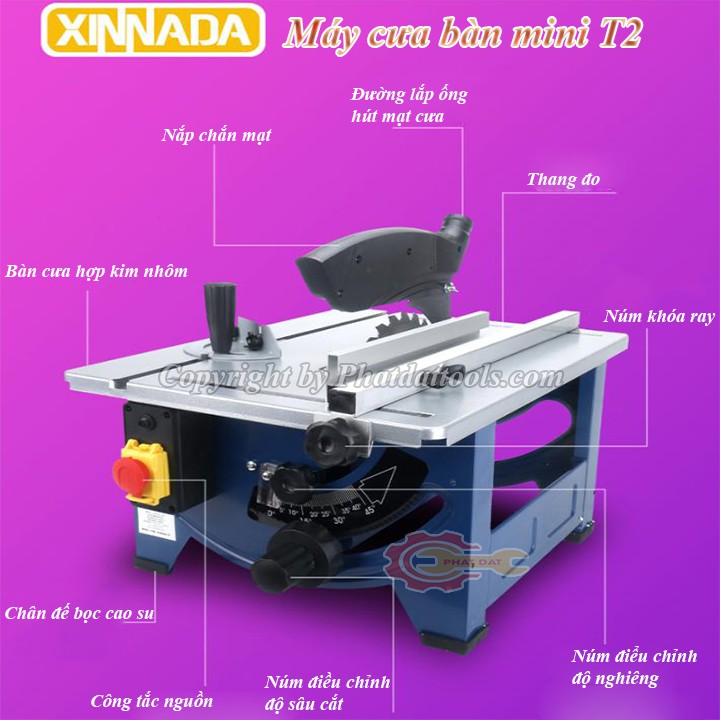 [Chuyên Dụng] Máy cưa gỗ bàn mini XINNADA T2-Công suất 1800W-Hàng chính hãng-Bảo hành 6 tháng