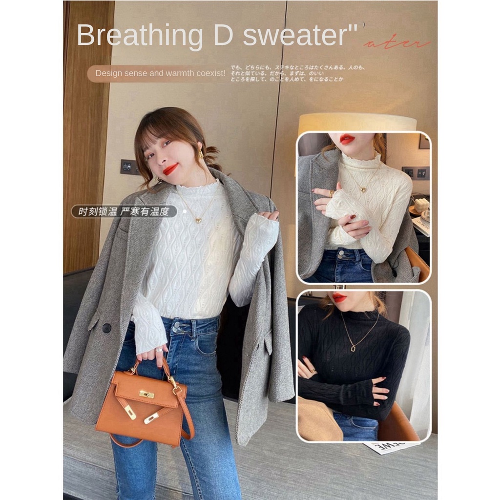 Áo Sweater Dệt Kim Cổ Cao In Họa Tiết Thời Trang Thu Đông Mới Cho Nữ