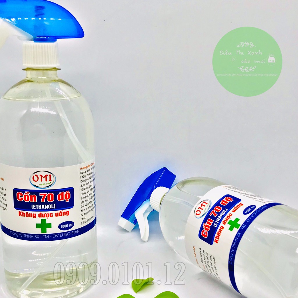 Cồn xịt khử khuẩn 70 độ chính hãng thương hiệu OMI &amp;  ADN, dung dịch sát khuẩn chai 1.000ml