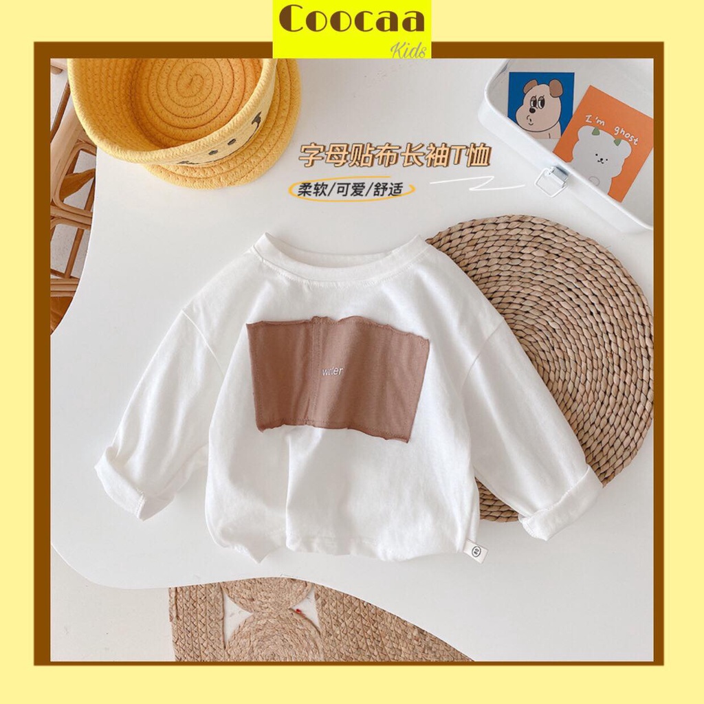 (Ảnh thật) Áo thun trắng dài tay Woter Hàn Quốc phù hợp bé gái bé trai size 80-120