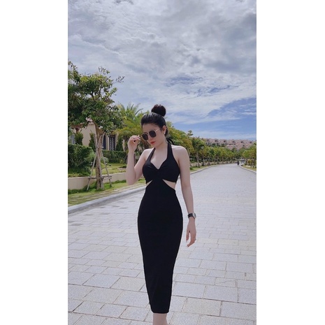 Đầm Body Xốp Quảng Châu Khoét Eo Có Mút