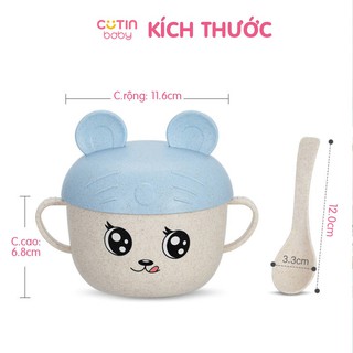Bát ăn dặm lúa mạch - Có kèm thìa, nắp đậy và hộp đựng