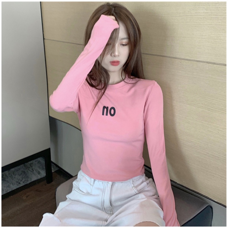 Áo thun dài tay màu trơn dáng ôm thời trang mùa thu phong cách Hàn Quốc cho nữ